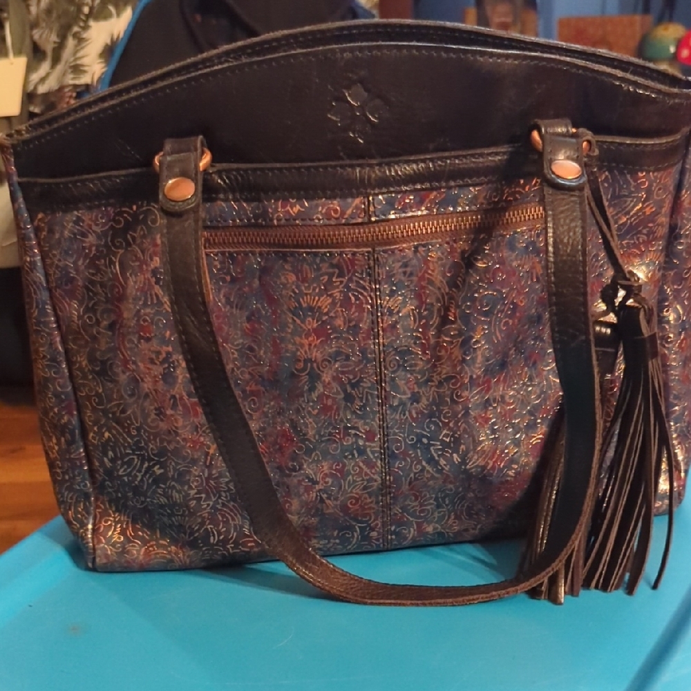 Patricia Nash Blue and Brown Shoulder Bag